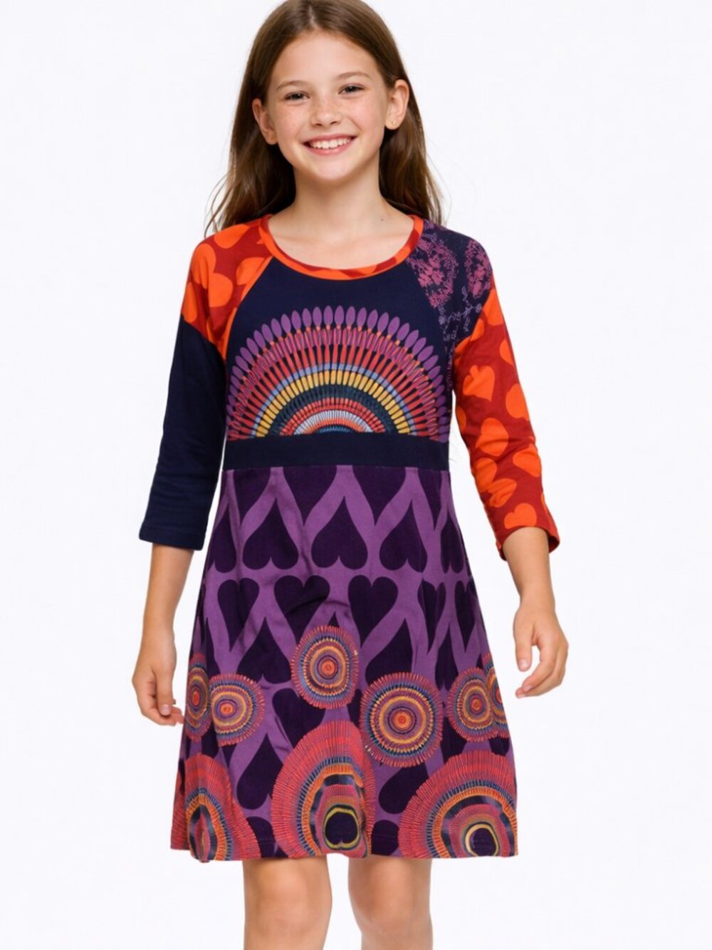 Desigual Rainbow Girl’s Dress Boho Multi-Color Sequins Size 12 yrs